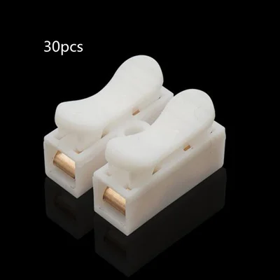 30pcs 30 шт., CH-2, 2 шпильки, быстрый фиксатор соединения, провода, клеммы, напряжение 250 В, клеммный блок, проводка провода, разъем для светодиодной ленты - Цвет: 30pcs