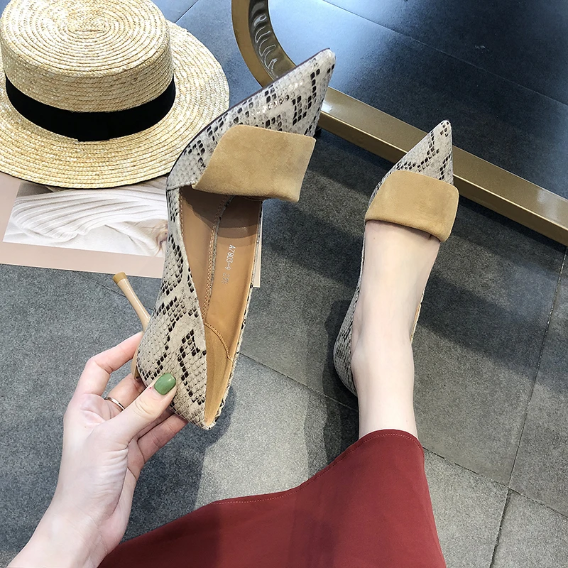 Новинка 2021 корейская мода привлекательный узор змеиной кожи закрытый носок на