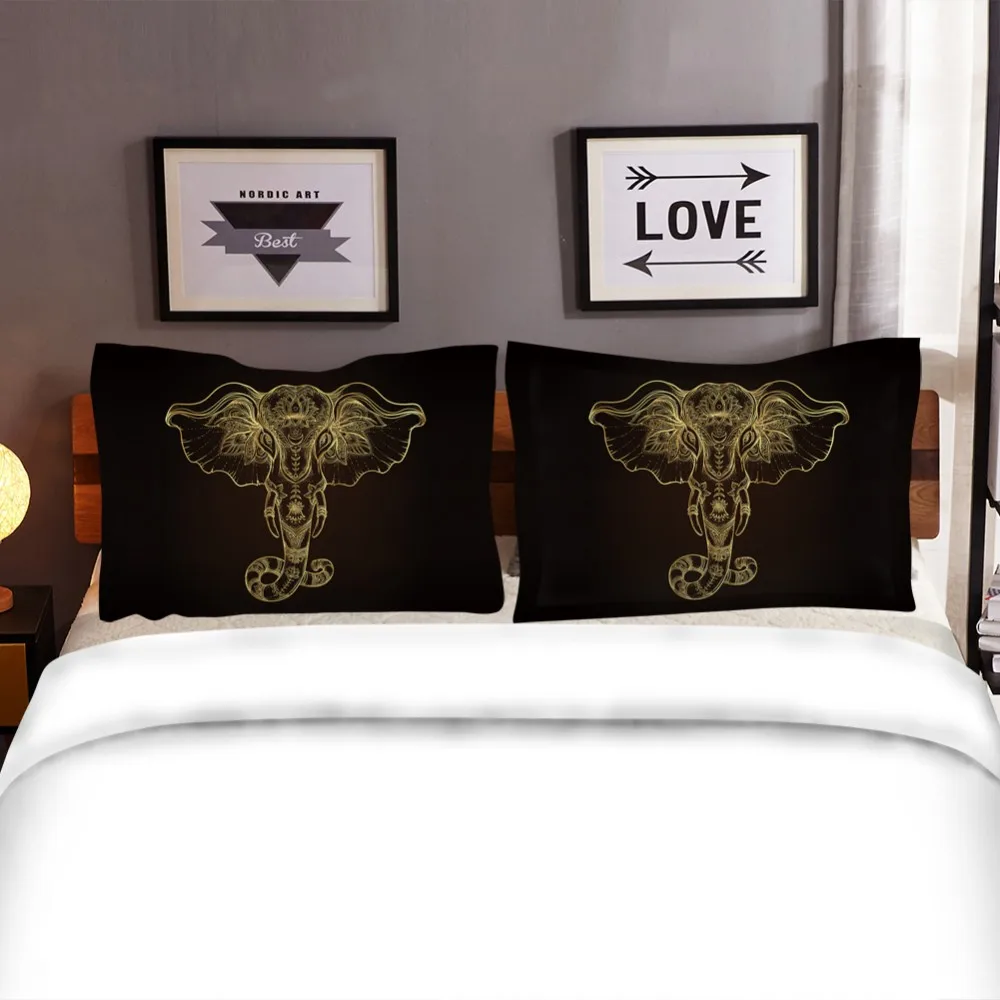 Золотой слон Лотос пододеяльник черный роскошный комплект постельного белья