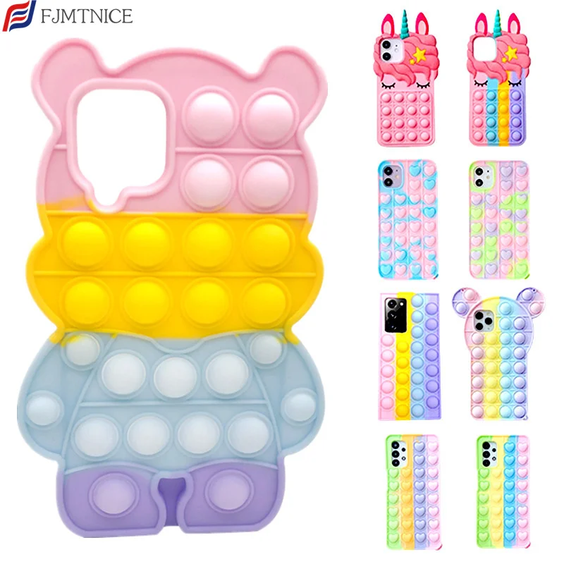 

Relieve Stress Phone Case for Samsung Galaxy S21 S20 FE Ultra A12 A52 A72 A51 A71 A50 Note20ultra Pop Fidget Toys Silicone Cover