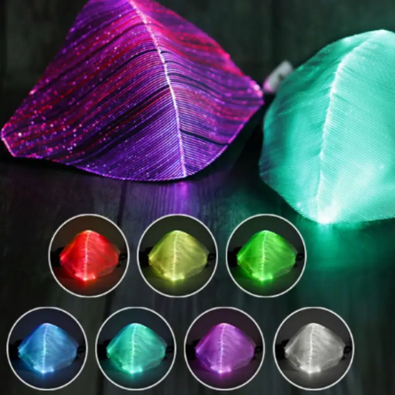 

7 Color Lights Led Light Up Face Mask Usb Rechargeable Glowing Luminous Dust Mask Party Festival Dancing Rave Masquerade Costume