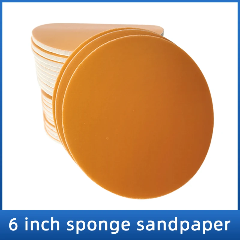 20 Pcs 6 Inch Sponge Sandpaper Car Paint Surface Polishing and Beauty Dry Sandpaper Back Flocking Self-adhesive Sand Skin 150mm