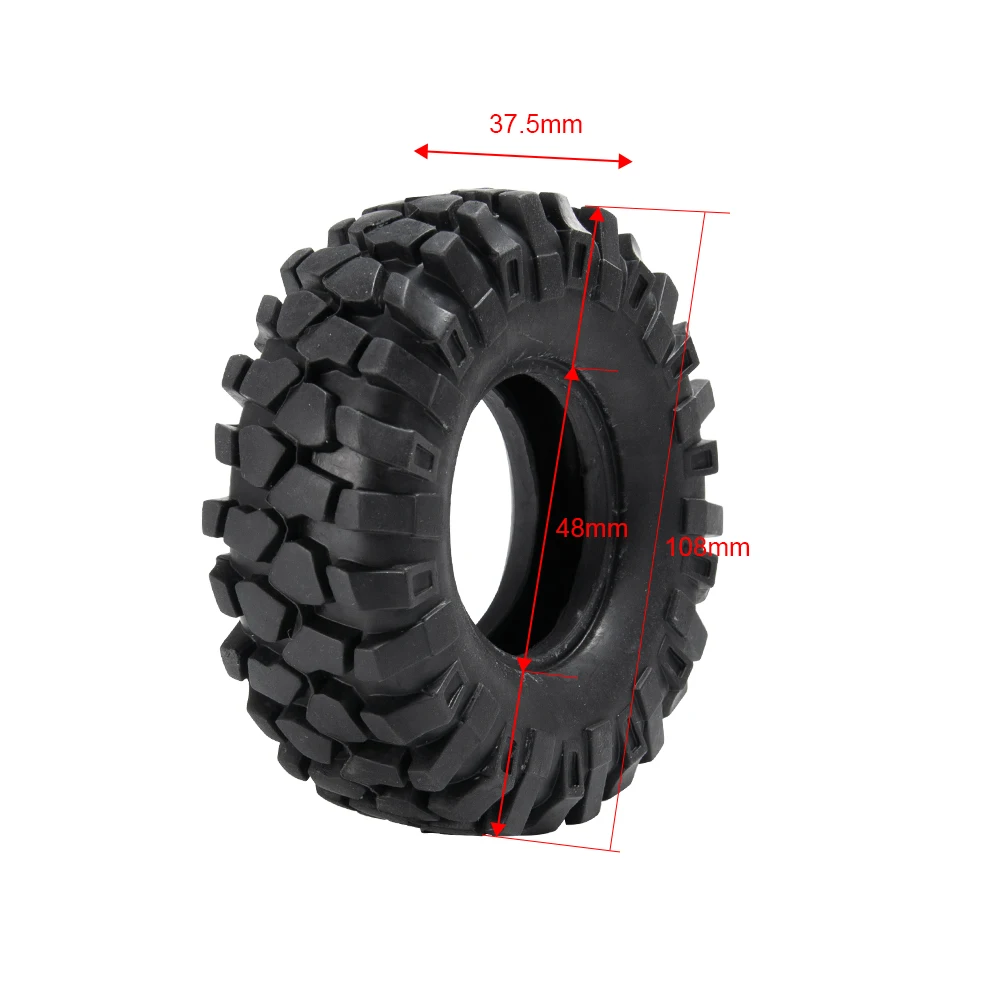 AXSPEED Black 1.9inch Alloy Beadlock Wheel Rims with 108mm OD Tires Set for Axial SCX10 1/10 RC Crawler Car Parts images - 6