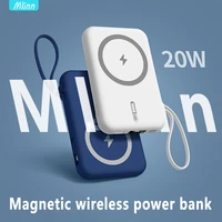 2021 new 10000mah 15w magnetic wireless power bank fast charging for iphone 12 13 pro max portable mobile charger external batte