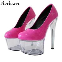 sorbern candy pink 17cm pumps pole dance stripper heels women shoes pumps yellow transparent perspex heels platforms pumps