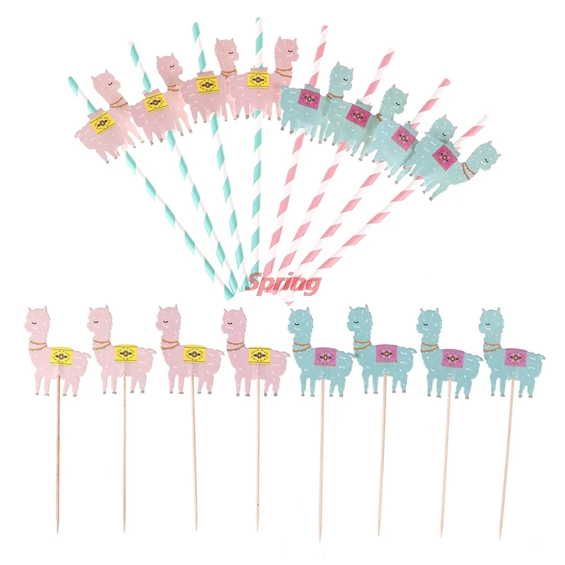 

New 8pcs Colorful Alpaca Paper Picks Birtay Wedding Sticks Party Decoration Art Toothpicks Cupcake Cake Toppers Signs