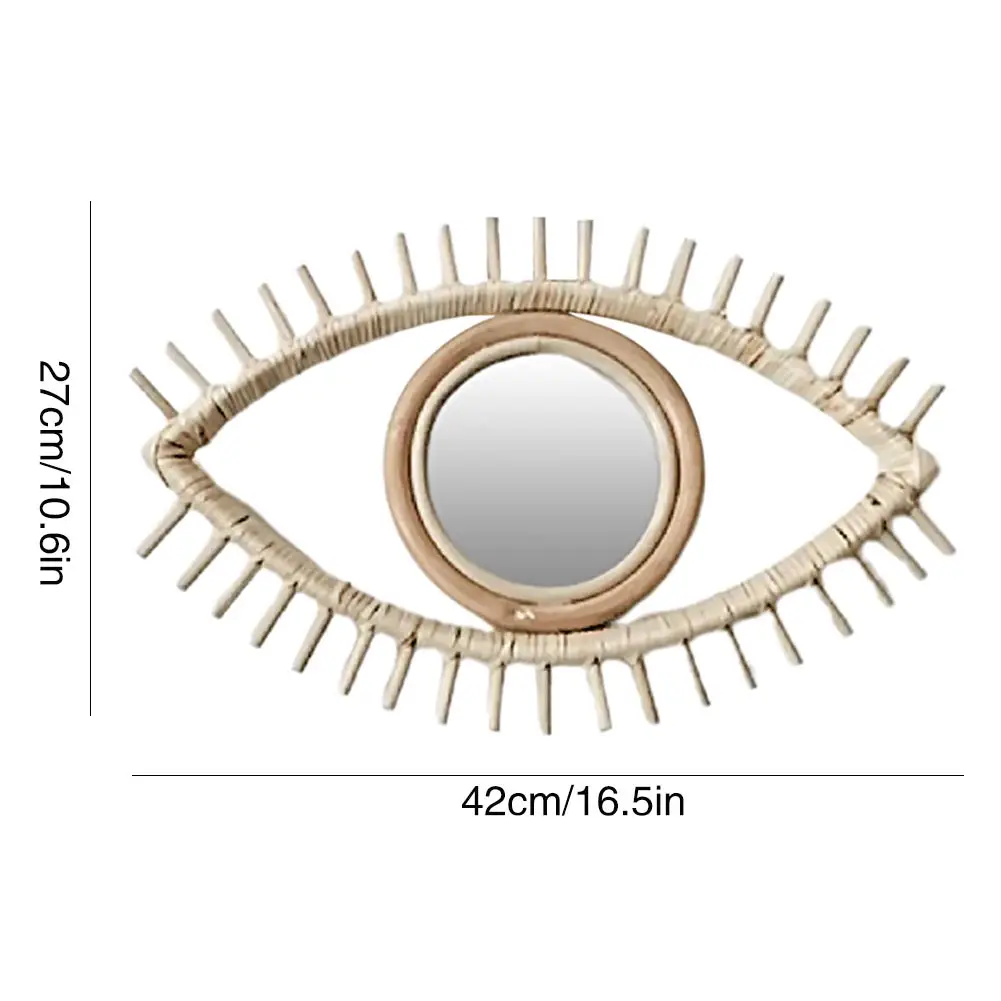 

Rattan Decorative Wall Mirror Beautiful Natural Wall Decoration Eye Art Decorative Pendant For Living Room Bedroom Rattan