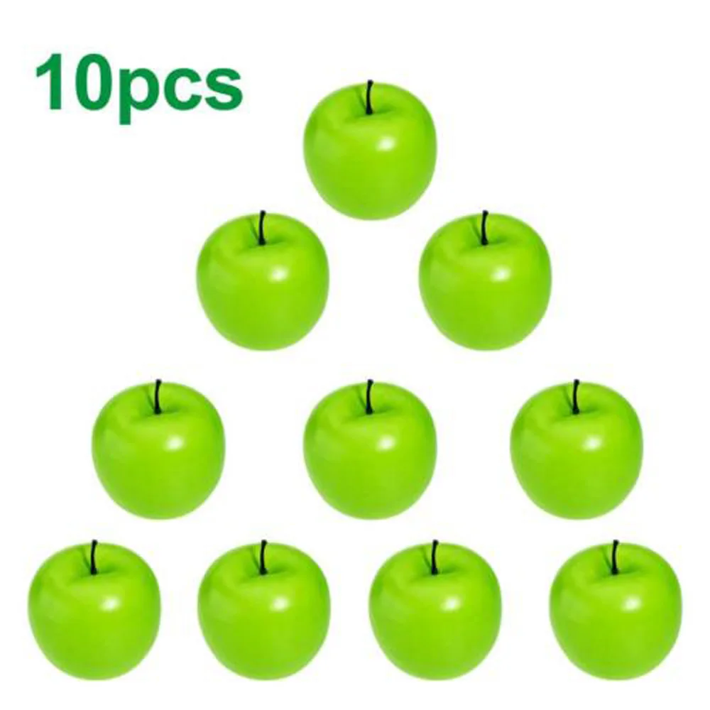 10 шт Искусственный Зеленое яблоко Red Delicious Декоративные искусственные яблоки диаметром учебных пособий фрукты настольные лампы в виде фруктов