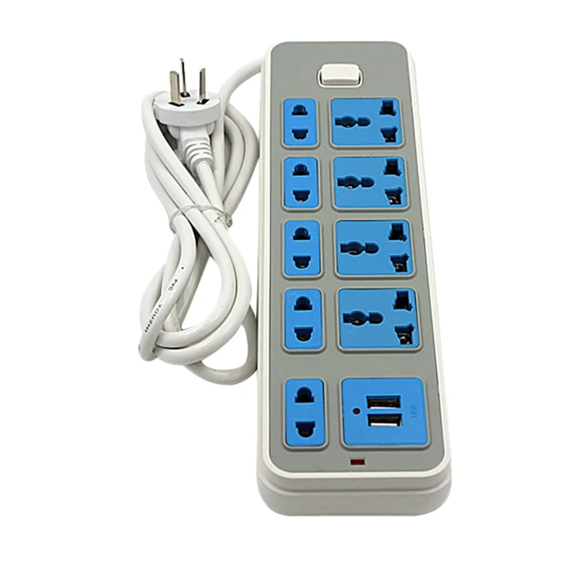 

Удлинитель с 9 розетками и 2 USB-портами, 6,5 футов, 3000 Вт, 16 А