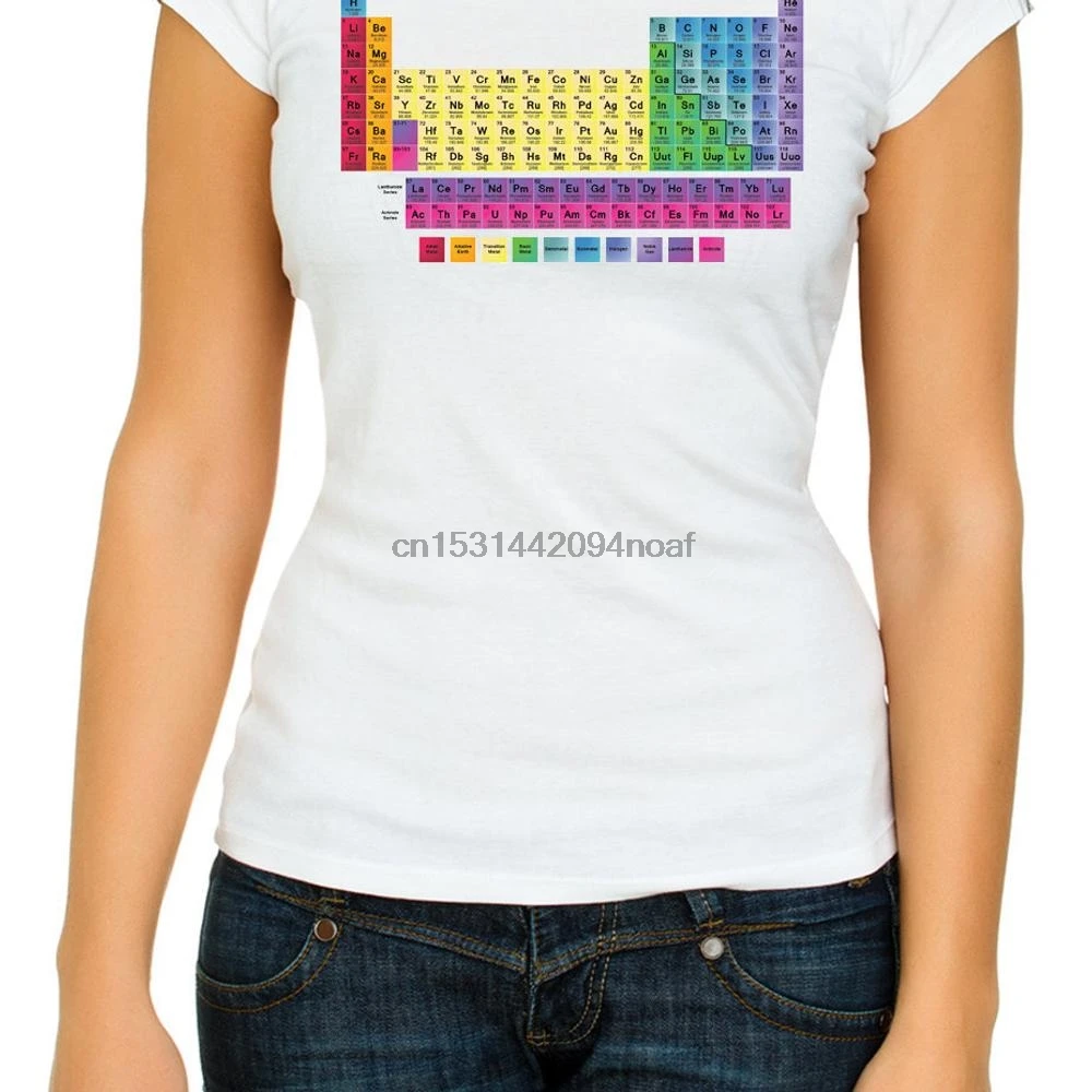 Забавные футболки с изображением периодического стола элементов белая женская