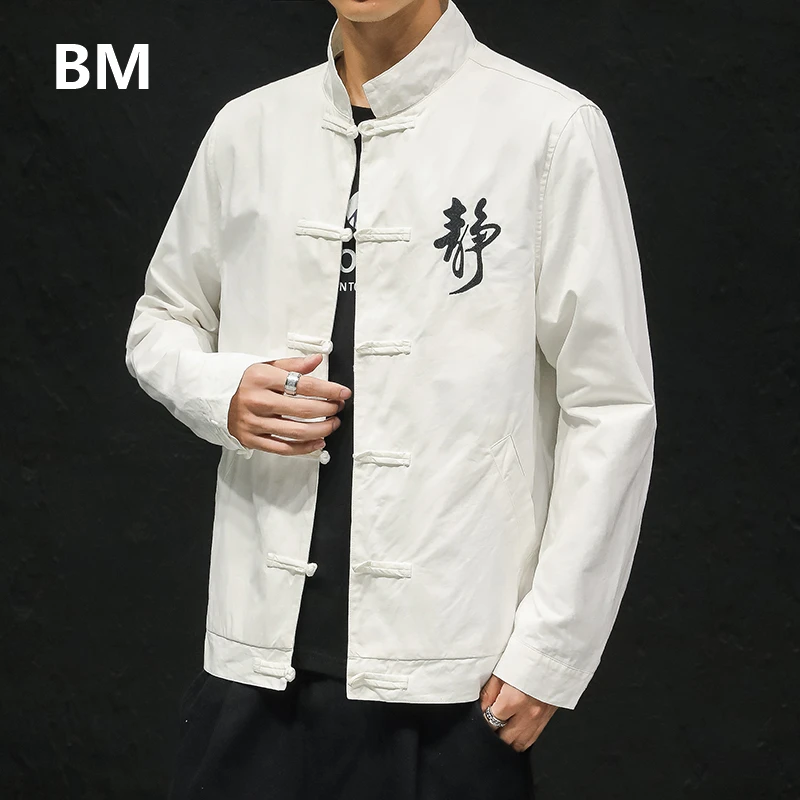 Пальто в китайском стиле Высококачественная куртка с текстовым принтом мужская