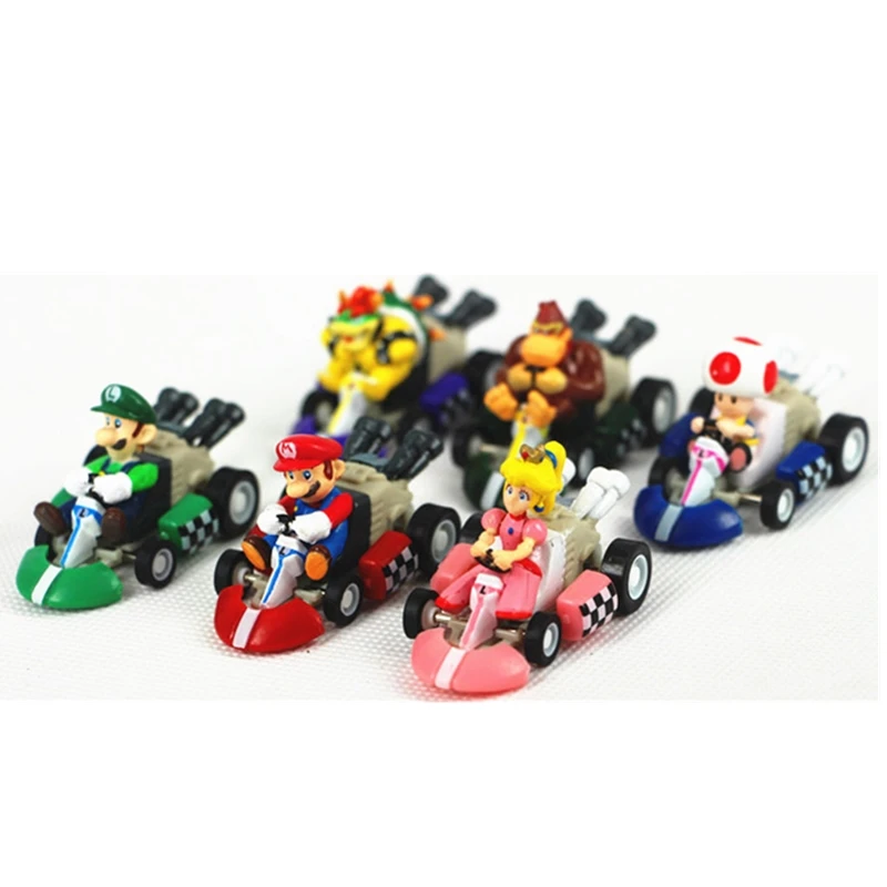 Super Marioing Kart выдвижной автомобиль Luigi Bowser Koopa Donkey Kong принцесса персиковая жаба