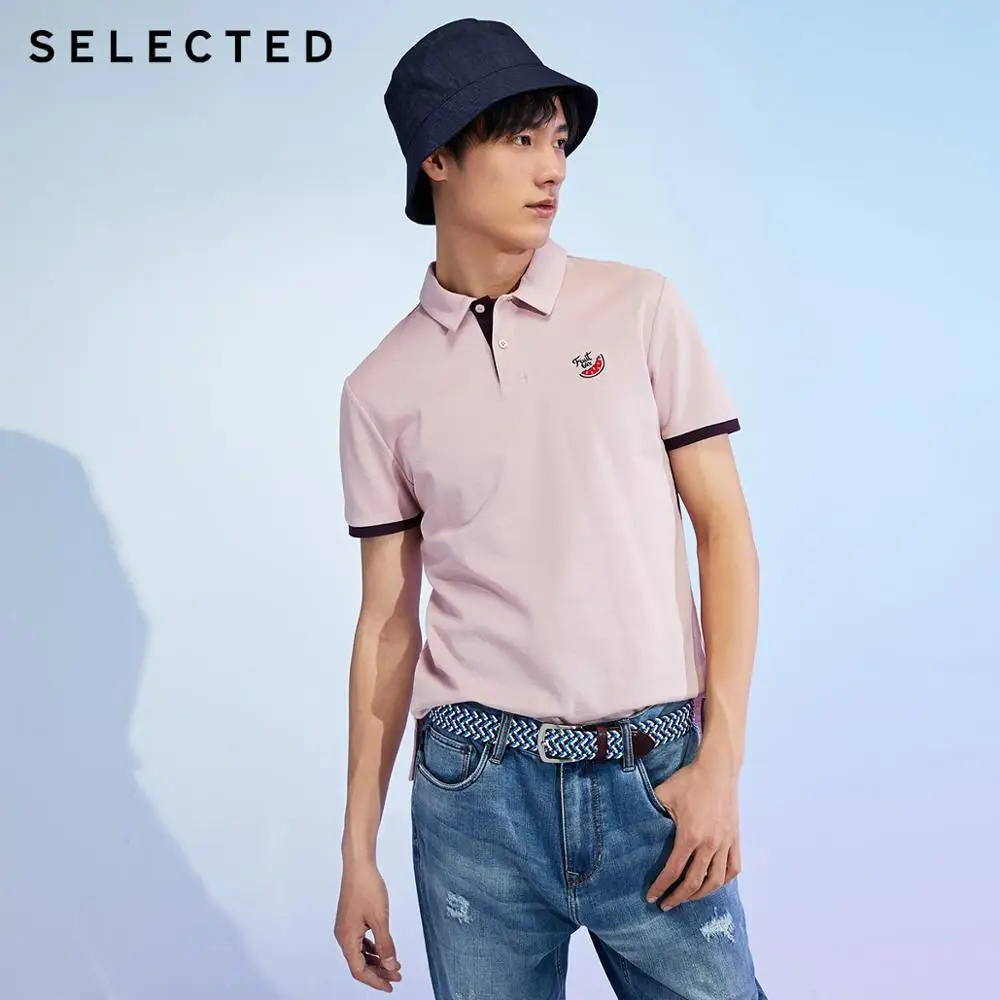 Мужская рубашка поло с коротким рукавом и отложным воротником вышивкой|Поло| |