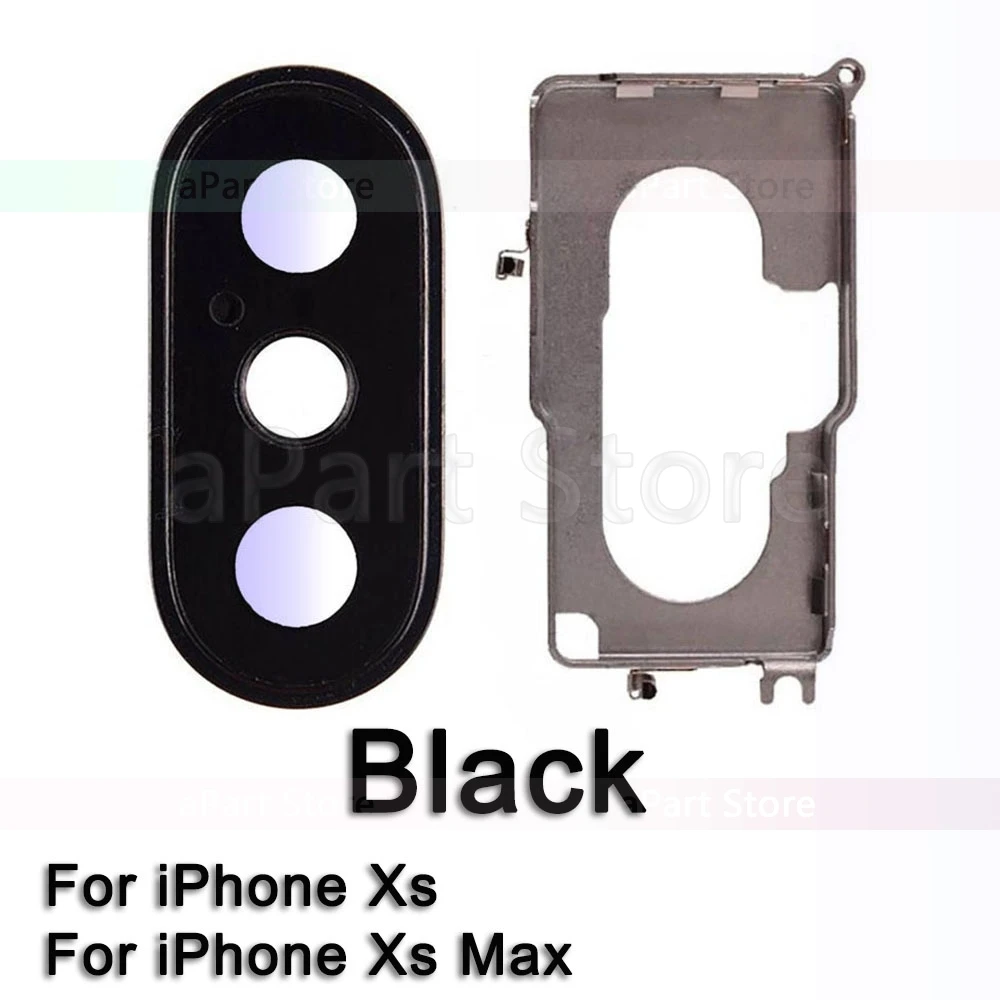 Для iPhone X Xs Max XR сапфировое стекло задняя камера стекло объектив кольцо Крышка Оригинальная Запасная часть - Цвет: Xs Black