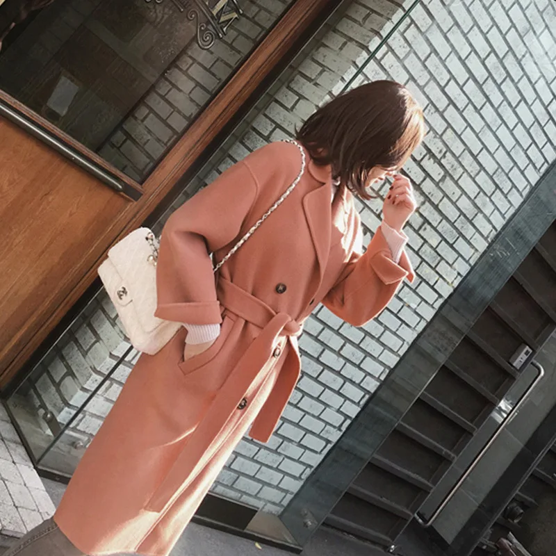 

JCHB 2021 Blend Casual Wool Fashion Long Ladies Coat Warm Slim Women's Jacket Long Solid Double Breasted Korean Womens Fashion C