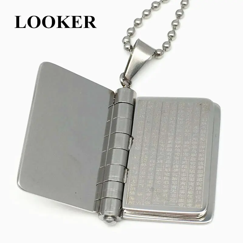 LOOKER мужские индийские буддийские Писания из нержавеющей стали учебники кулон