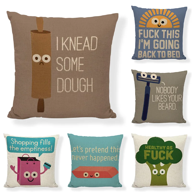 Новейший мультяшный Чехол на подушку Репка лампочка пицца забавные слова