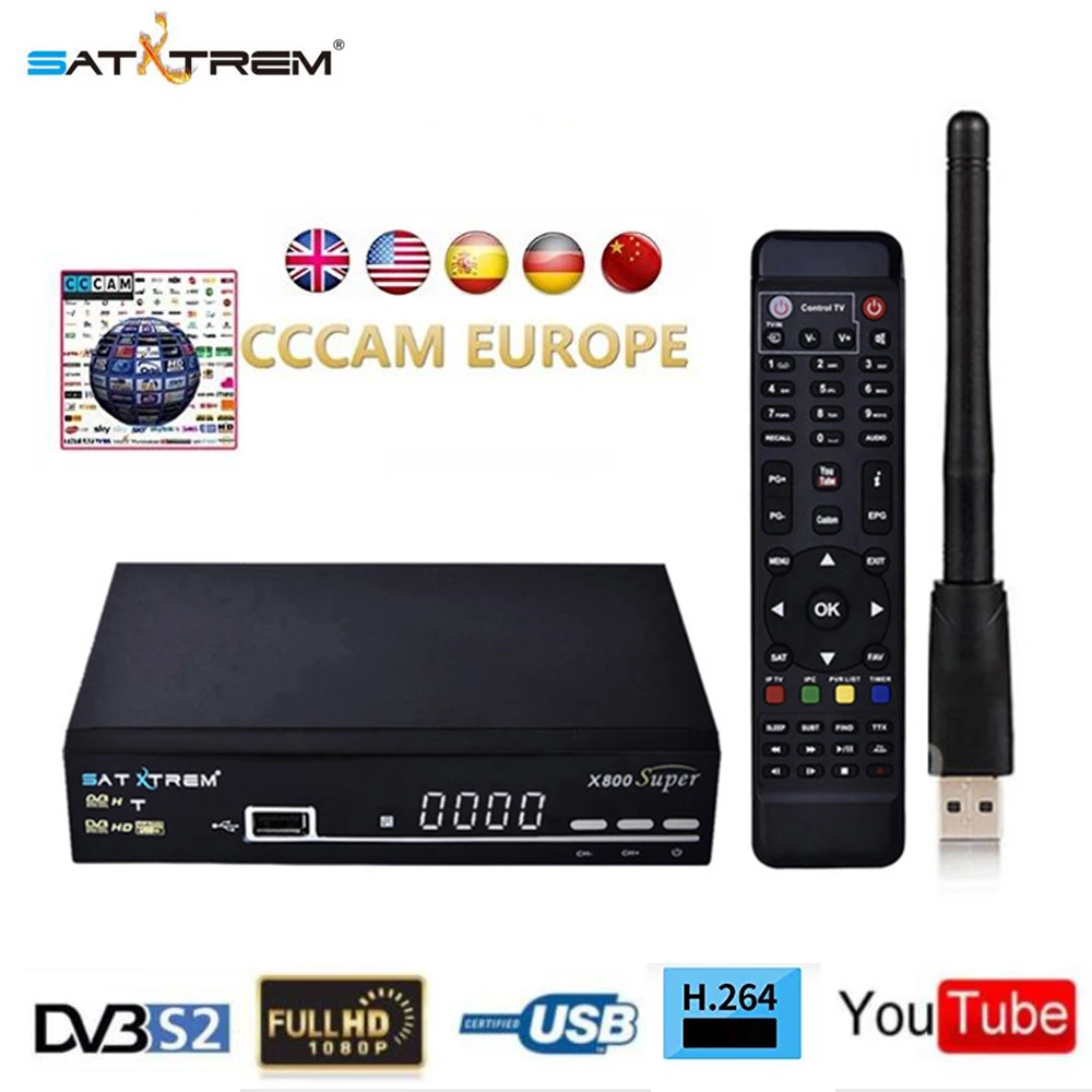 Satxtrem X800 супер HD спутниковый ресивер с MT7601 Wifi Cccam рецептор DVB S2 Цифровой ТВ тюнер Vga 4K 1080P ТВ приемник