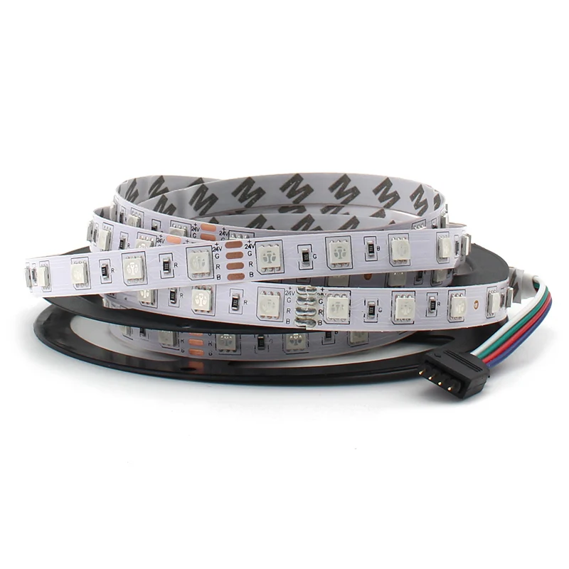 DC 5V 12V 24V RGB Светодиодные ленты светильник лента диод SMD 5050 5 м 60LED/м
