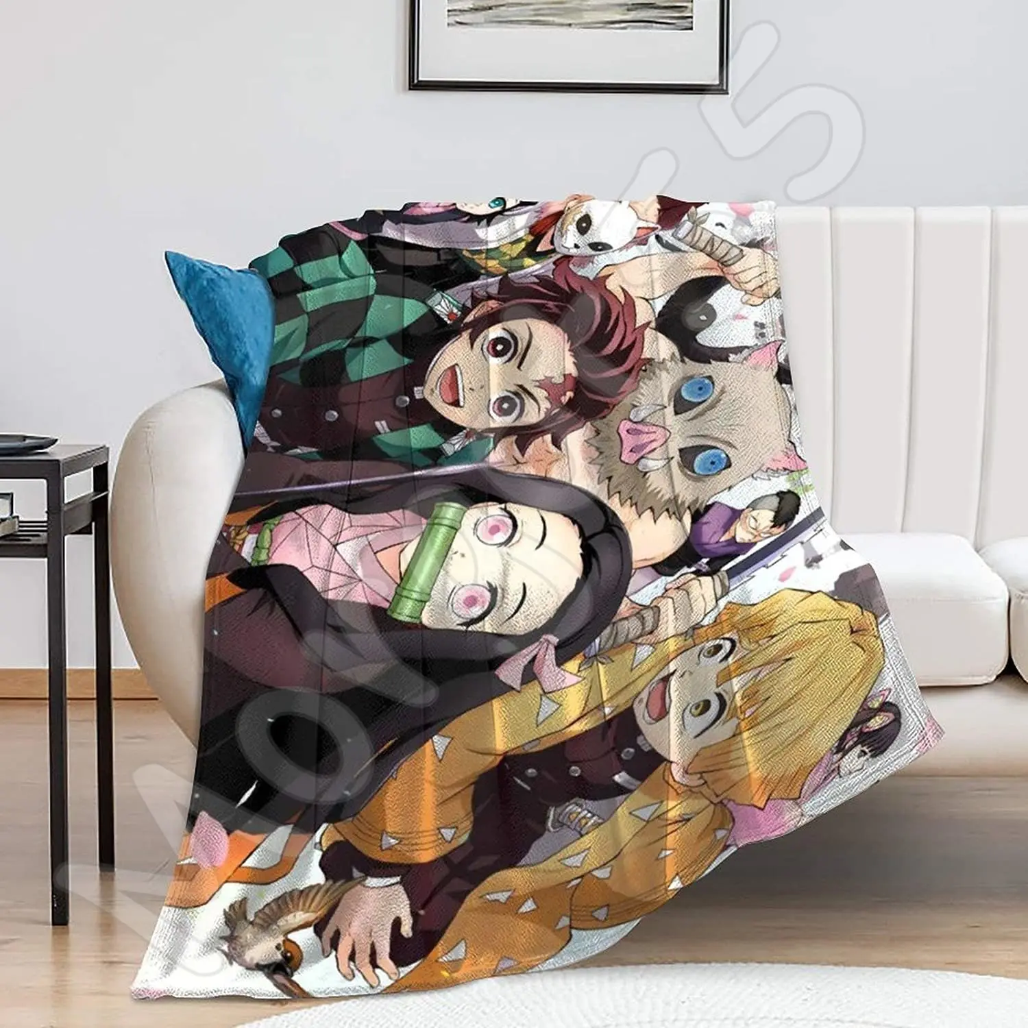 

De-mon Slayer Anime Blanket Super Soft Flannel Throw Blanket 3D Printed Comfort Bedding for Sofa All Season 50"x40"