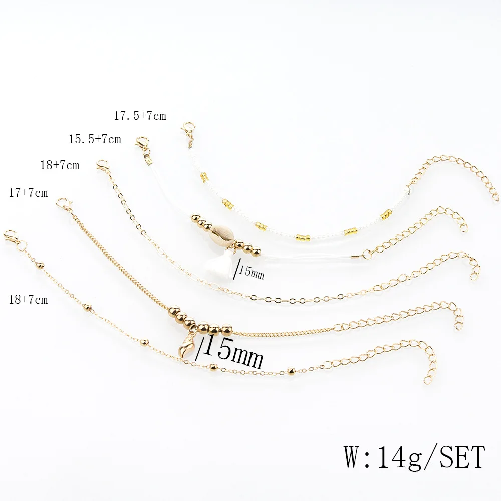 5 шт. золотые браслеты с натуральным корпусом в стиле бохо ананасом