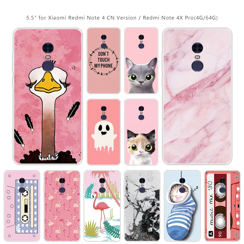 Чехол для Xiaomi Redmi Note 4 Note4 мягкий силиконовый чехол note note4 розовая задняя крышка