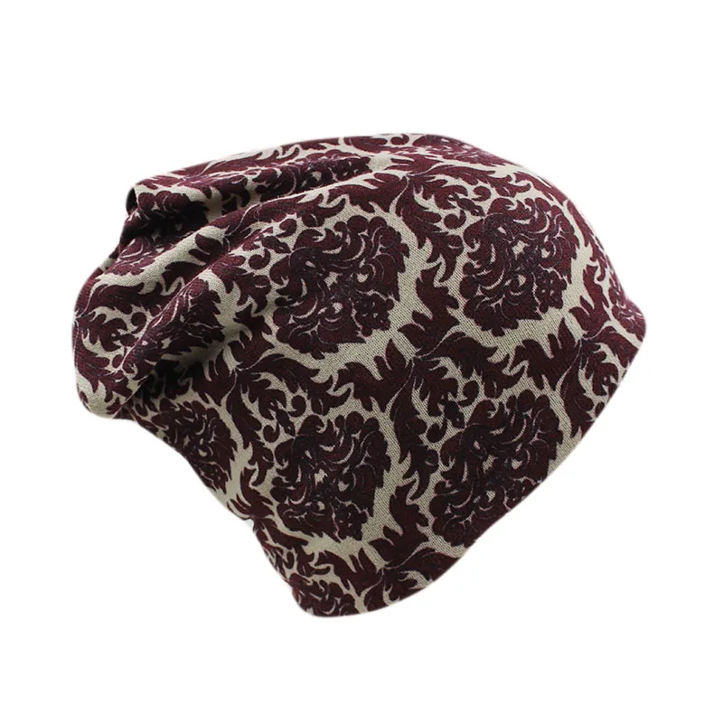 Miaoxi Новое поступление Женская шапка модная Цветочная Женская Весенняя шапка хлопковые шапочки Skullies головной убор для девочек шапка s шарф для взрослых шапки - Цвет: Красный