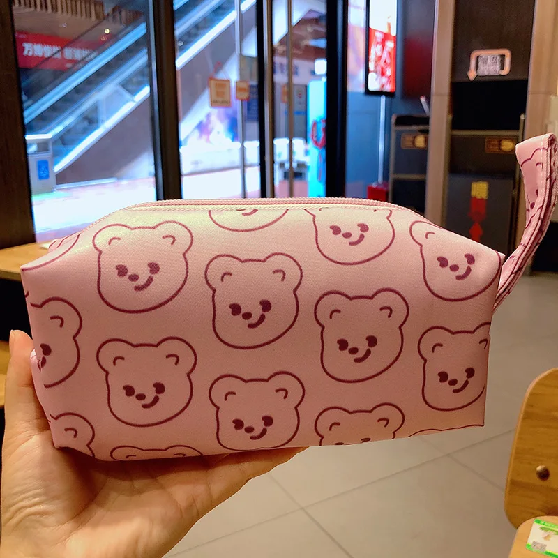 

Kawaii Bear Pencil Case Cartoon Large Capacity Canvas Penbag Pouch Cosmetic Bag Box School Student Stationery Gift Supply