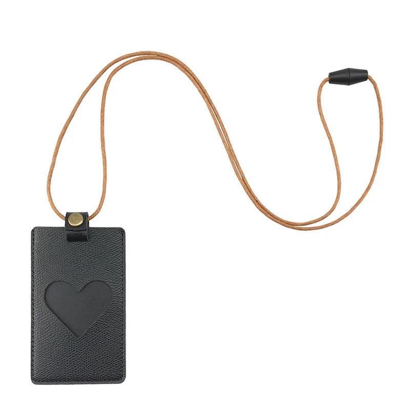 ETya для женщин и мужчин модный кожаный держатель для карт сумка бизнес идентификатор автобуса офисная работа паспорт держатель кошелек - Color: Black