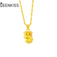 qeenkiss nc595 2021 fine jewelry wholesale fashion hot woman girl birthday wedding gift lovely cow 24kt gold pendant necklaces