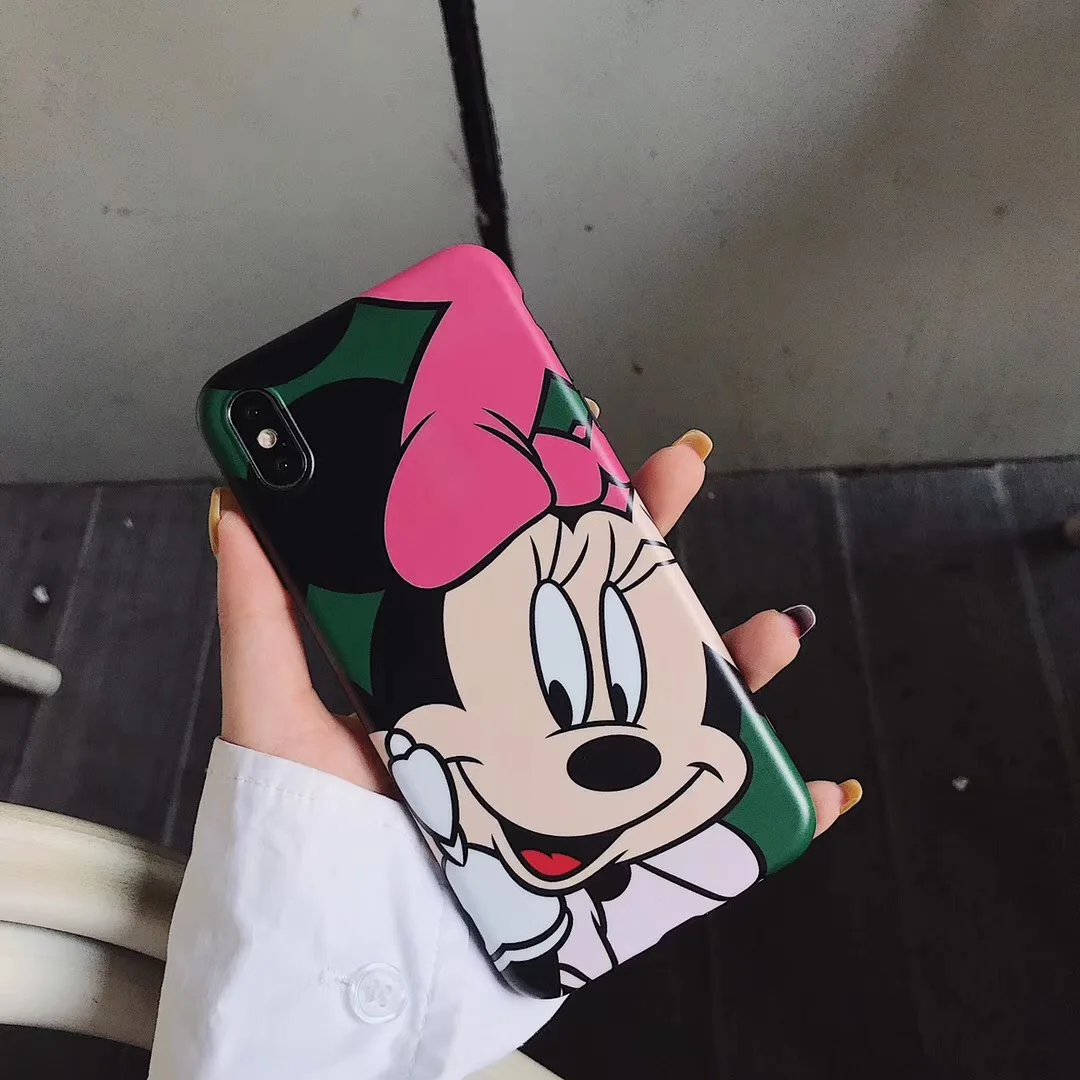 New cartoon cute couple smiley Mickey Minnie shell for iPhone 11 11pro max XS MAX XR X 8 7 6sPlus matte soft Capa Fundas |