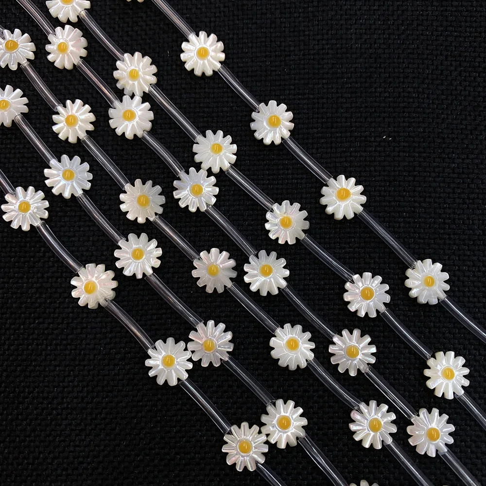 

Natural Sea Shell Sun Flower Beads 10mm White Mother-of-pearl Oil Drop Pendant for Jewelry Making DIY Necklace Bracelet Earrings