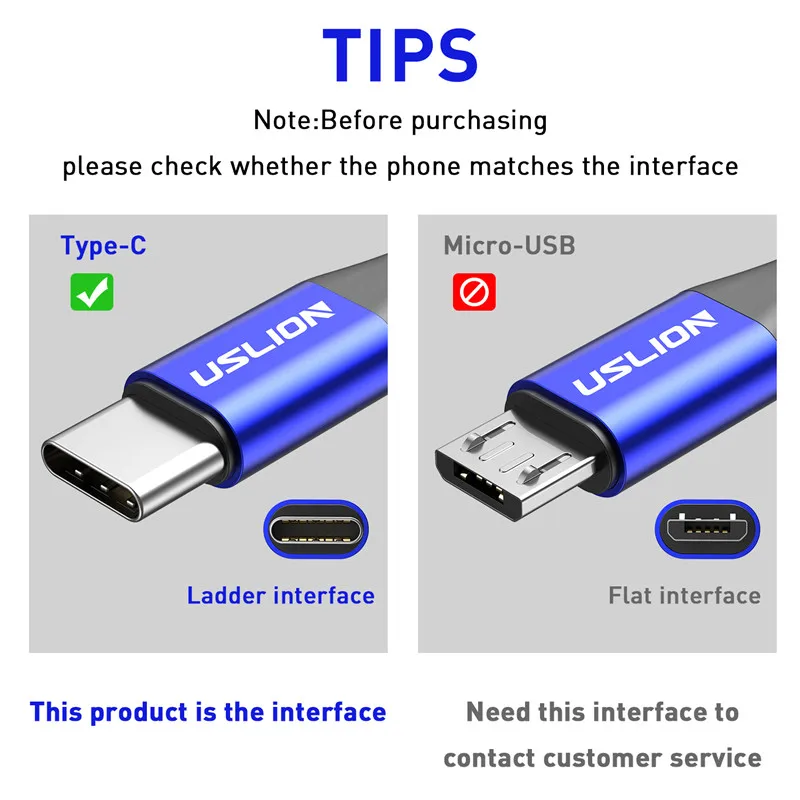 USLION 3A USB Type C Data Cable For Samsung Galaxy S10 S9 Xiaomi Redmi Note 7 Huawei Fast Charging Mobile Phone Chargers 2m 3m images - 6