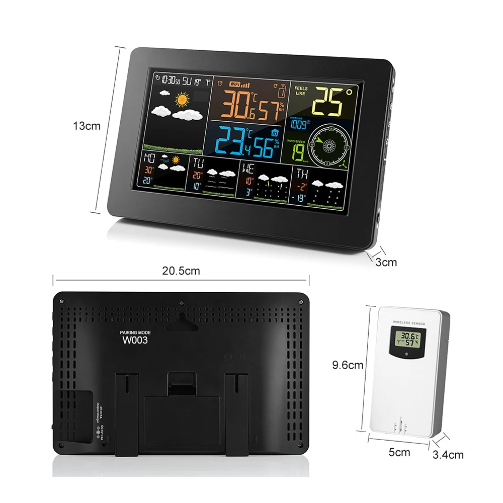 FJW4 LCD цифровой будильник настенные часы Погодная станция wifi Крытый Открытый