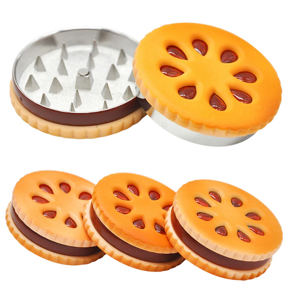 

Biscuits Shaped 55MM 2 Layers Herb Grinder Pipe Smoking Grinders Hookah Tobacco Crusher Sharp Diamond Teeth Spice Mill