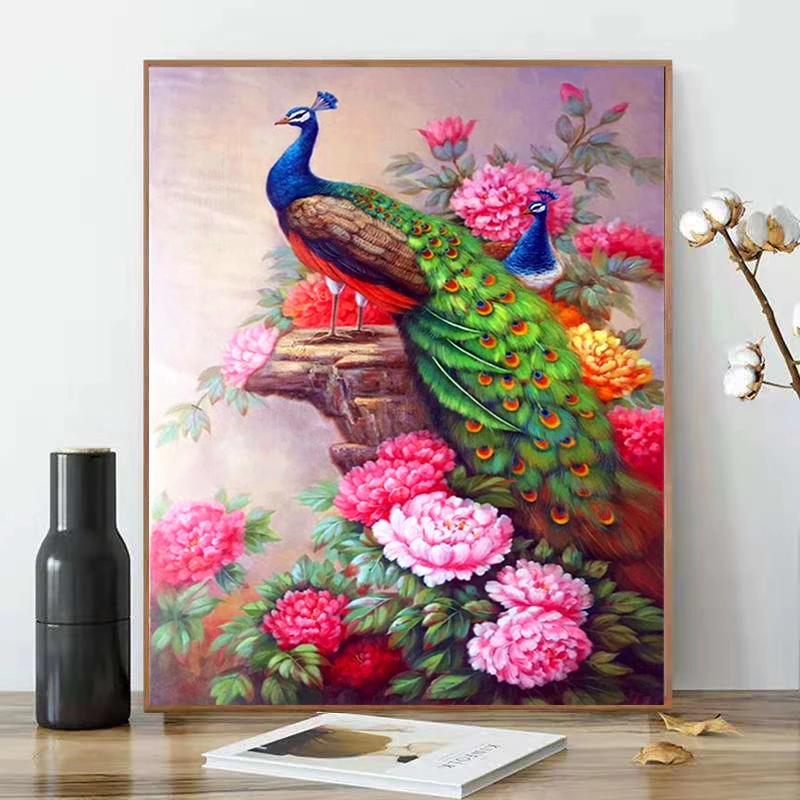 

5D DIY diamond painting animal peacock flower round diamond cross stitch rhinestone embroidery mosaic handmade decoration gift