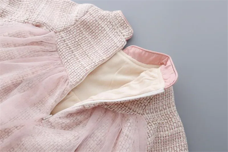 Модное платье с длинными рукавами для маленьких девочек Осенняя Классическая