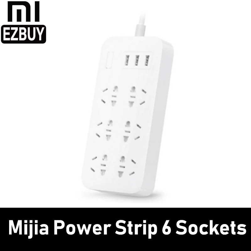 Xiao mi jia блок питания Базовая версия 6 розеток С 3 5 в 2.1A Быстрая зарядка usb порты белый mi разъем сплошной цвет