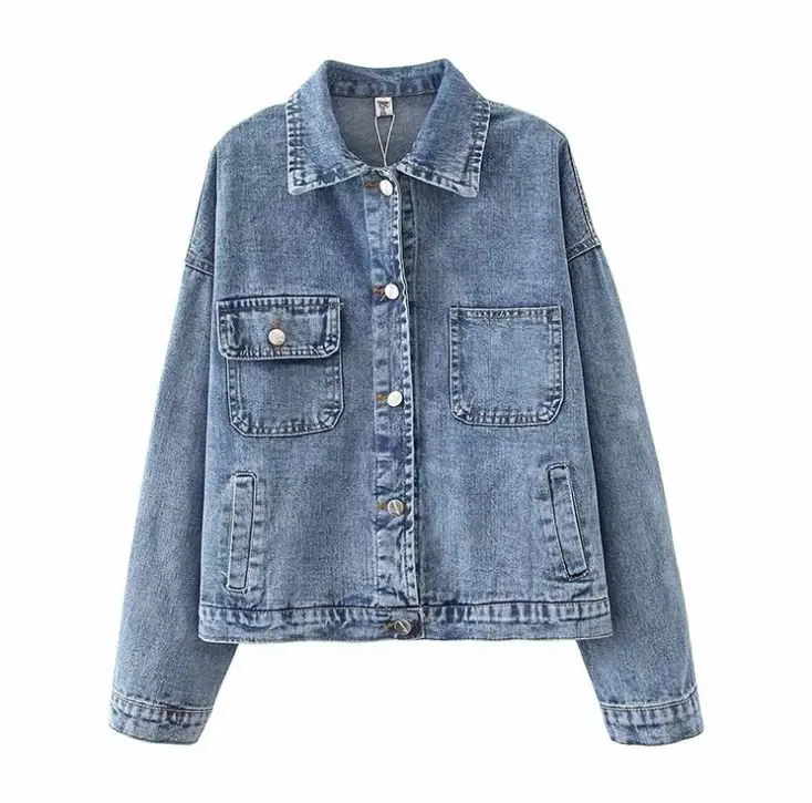 

Новая джинсовая куртка HCBLESS 2019 осень и зима женская Свободная джинсовая куртка с несколькими карманами дикая женская джинсовая куртка