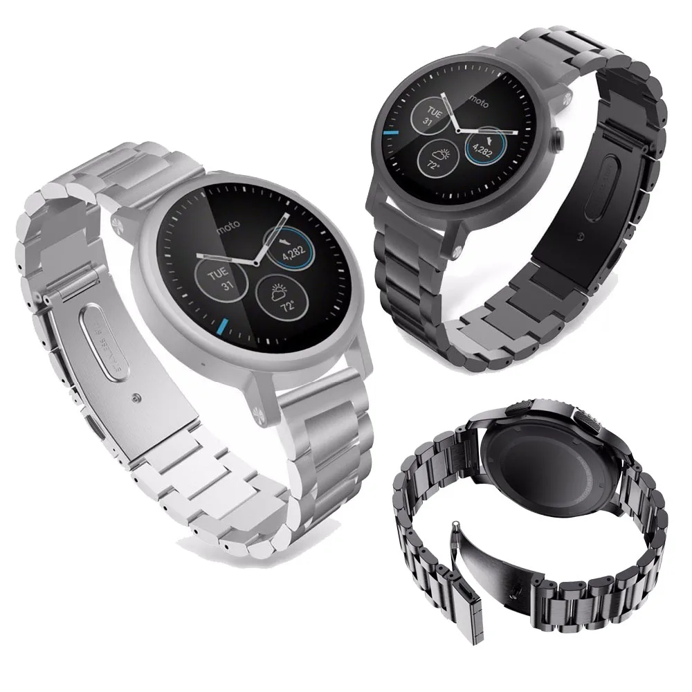 Ремешок для часов 20 мм 22 Samsung Sport S2 S3 Active1/2 42 46 из нержавеющей стали Amazfit GTR Bip 18 Xiaomi