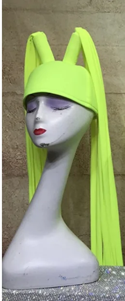 Headdress only Флуоресцентный Женский воин сценический костюм наборы прозрачный топ бар DJ DS GOGO сценическое шоу длинный головной убор с кисточками - Цвет: Headdress only
