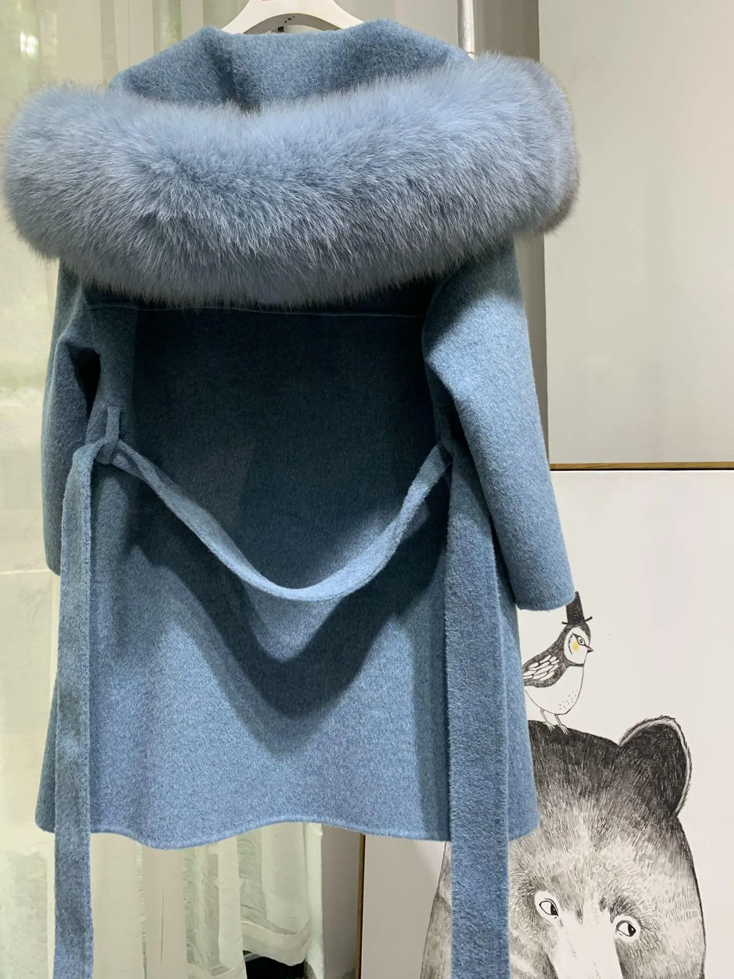 Корейское длинное кашемировое пальто с настоящим бренд Fox Fur Trim Hoodie теплое плотное пальто с большими карманами женская верхняя одежда зимнее пальто