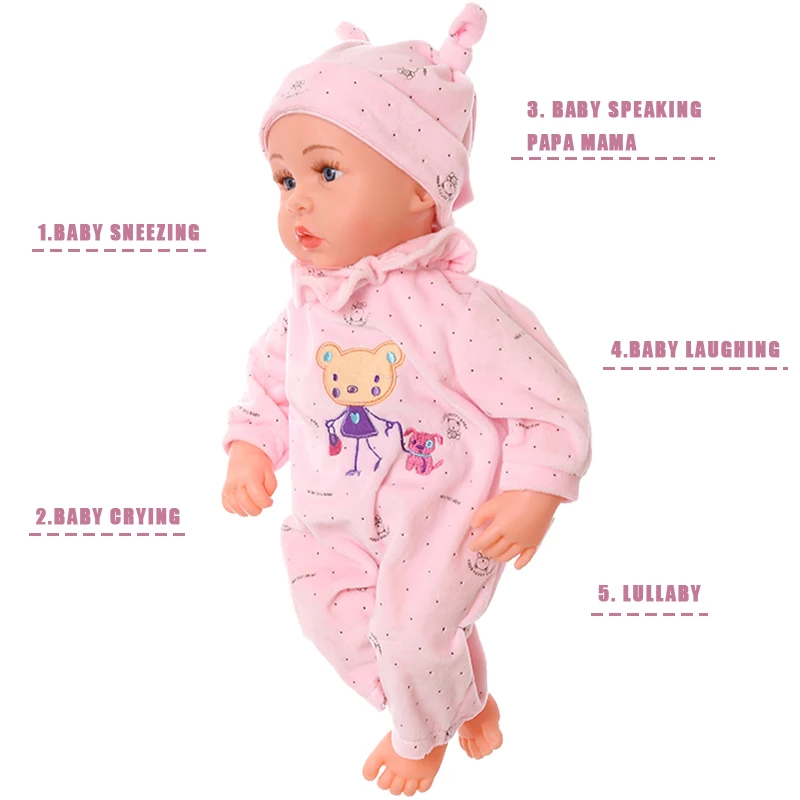 45 см полностью силиконовые куклы Bebe Reborn электрические плачущие Детские игрушки