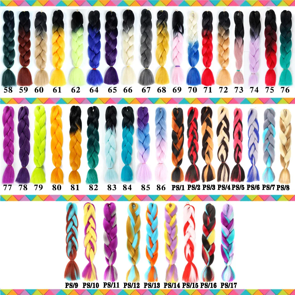 

Buqi Long Ombre Women Hair Accessories Synthetic Braiding Hair Blonde Pink Blue Grey Jumbo Braids