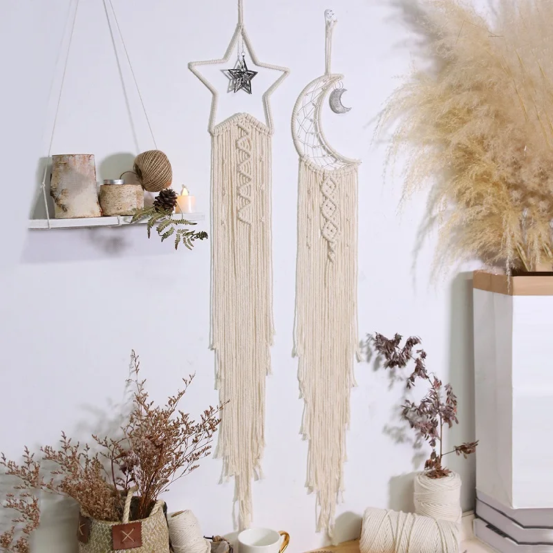 

Hot Selling Handmade Five Pointed Star Woven Tapestry Moon Dream Catcher Pendant Ins Home Wall Decoration Room Decoration
