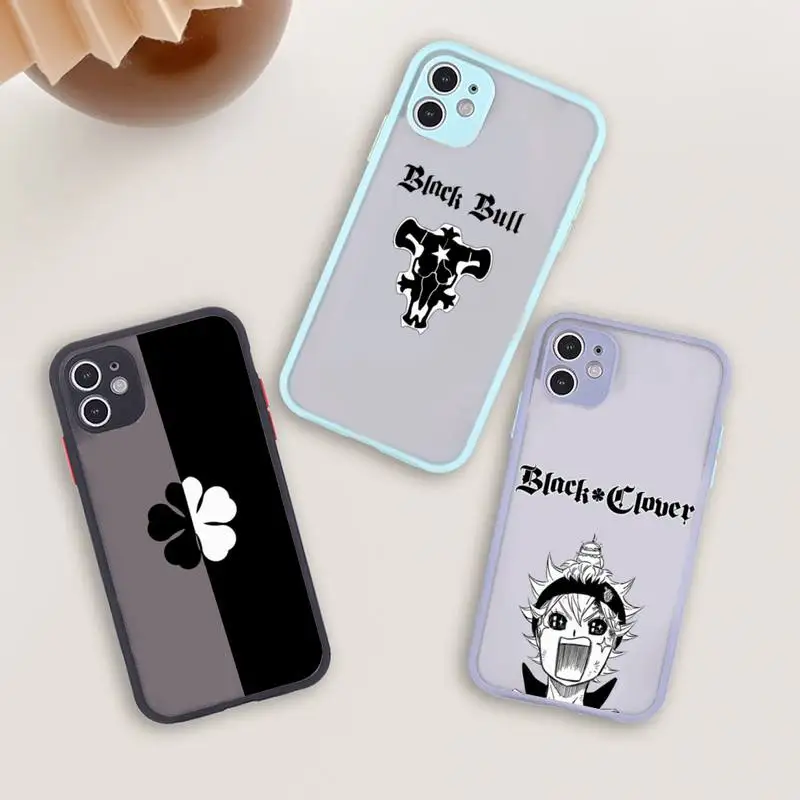 

Manga Anime Black Clover Phone Case For iPhone 12 11 Mini Pro XR XS Max 7 8 Plus X Matte transparent blue Back Cover