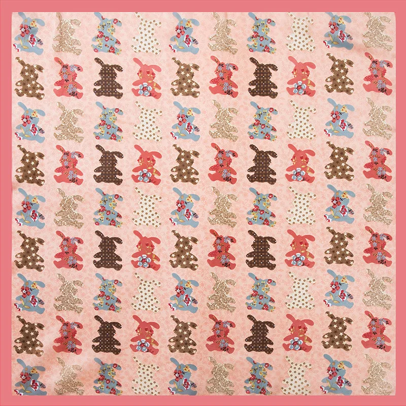 

2020 70x70 Lace rabbit Multipurpose women Silk twill scarf Satin square tie Hairband ladies foulard femme towel bufanda shawl