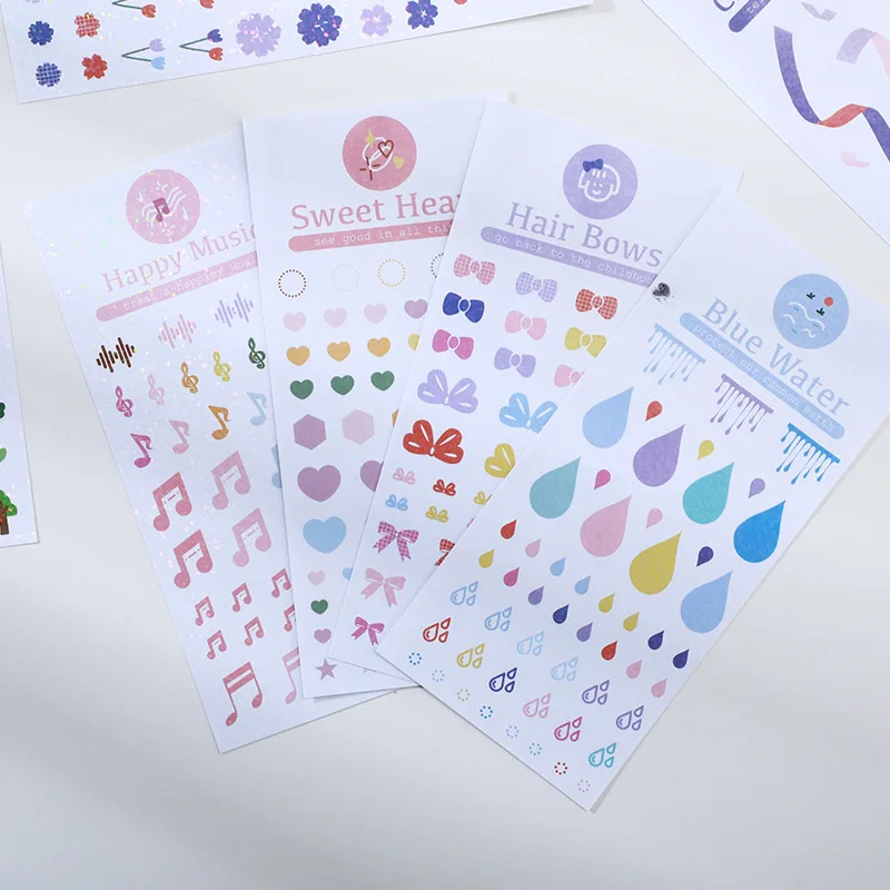 

1 Sheet Elegant Bow Music Heart Decoration Stickers ins Painted Laser PVC Label Sticker