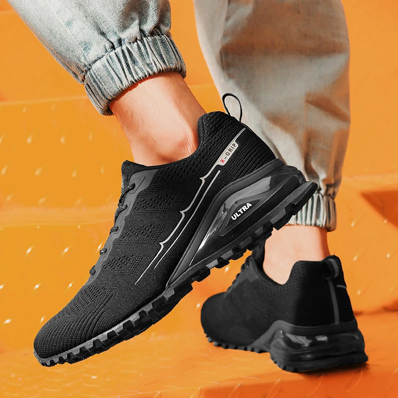 Mens Outdoor Trail Running Shoes Sports Hiking Shoes Fahion Mountain Climbing Sneakers Camouflage Rubber Footwear Black Summer