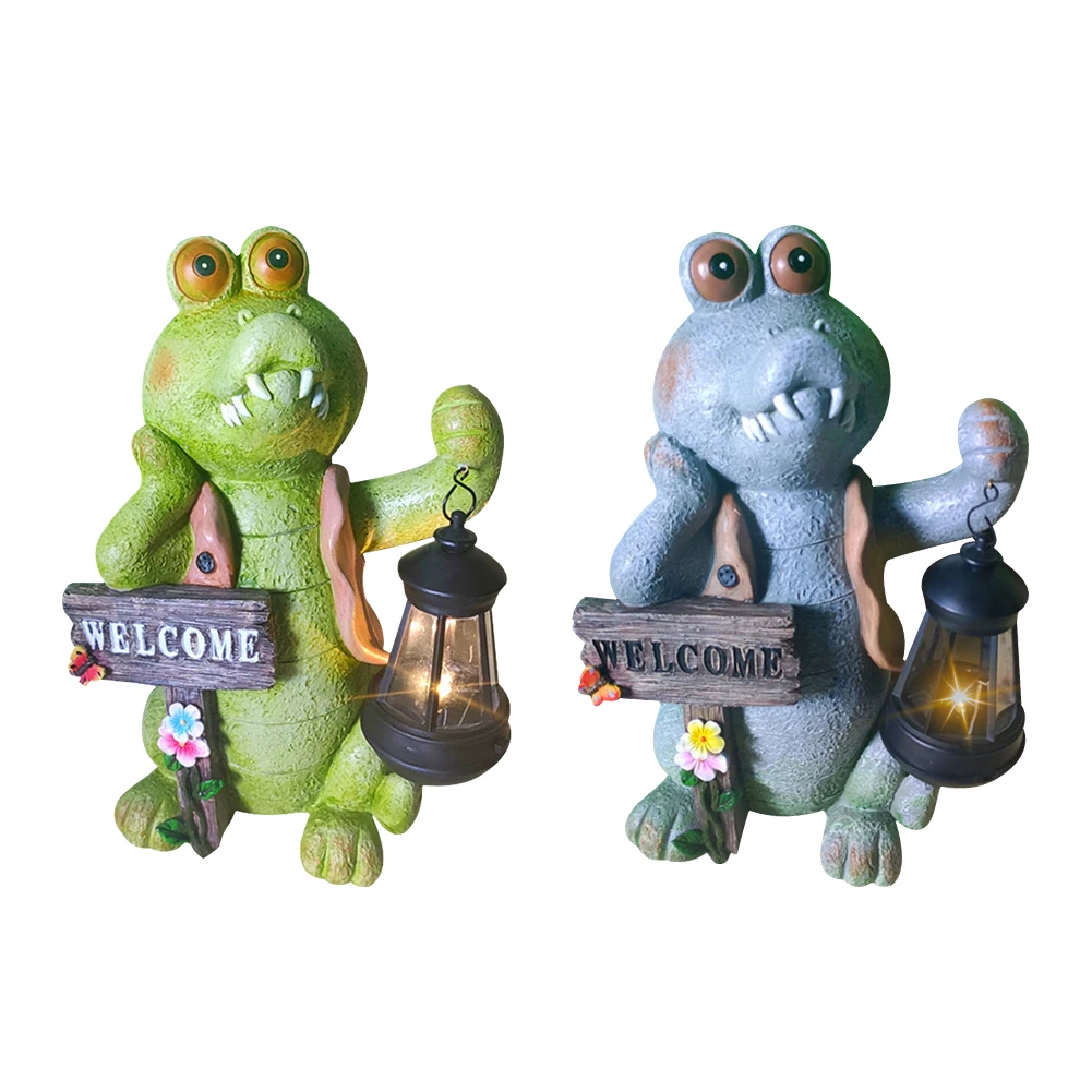 

Indoor Outdoor Yard Backyard Crafts Garden Art Bedroom Resin Statue Lawn Crocodile Sculpture Patio Flowerbed Swimming Pool